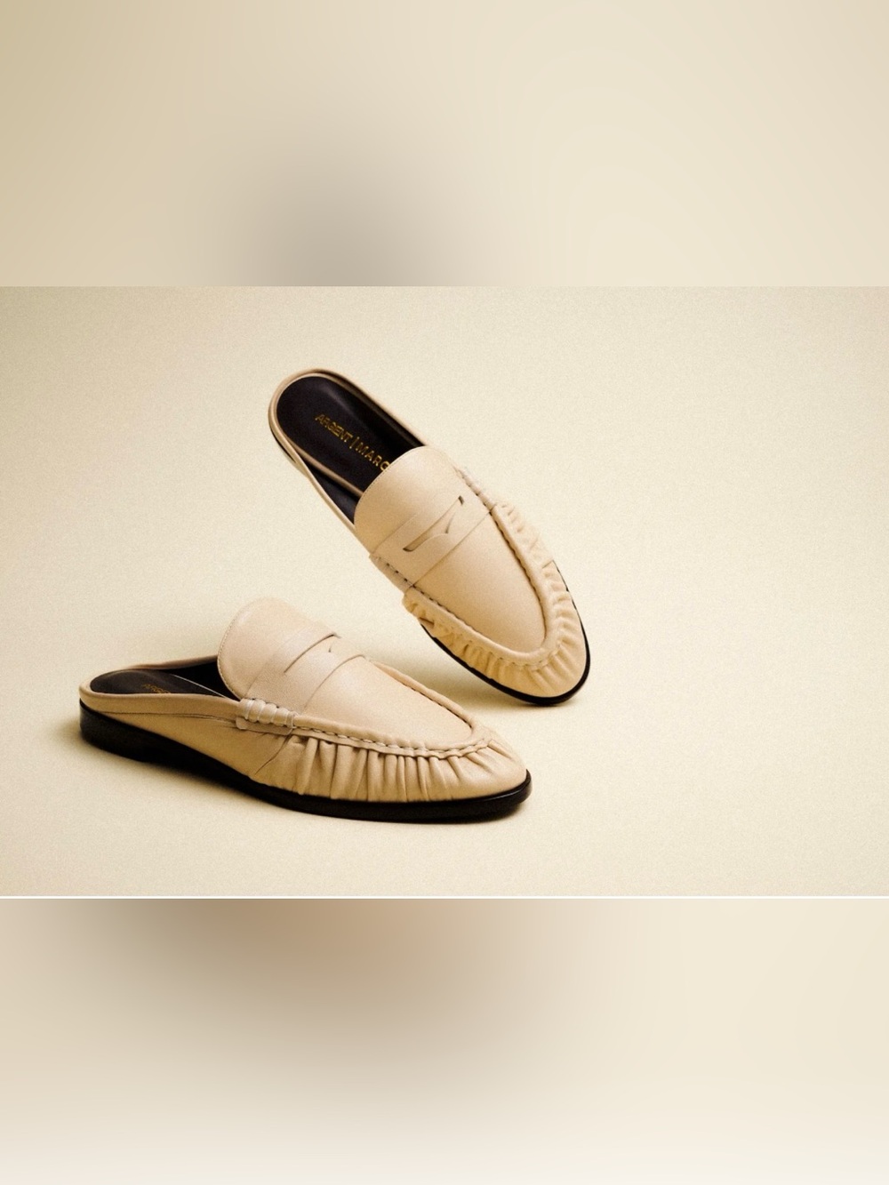 Margaux bone color Leather Backless Penny Loafers